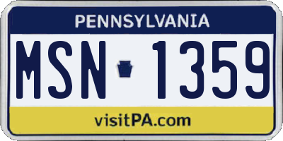 PA license plate MSN1359