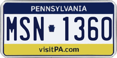 PA license plate MSN1360