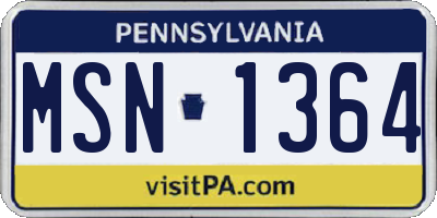 PA license plate MSN1364