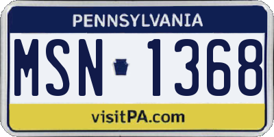 PA license plate MSN1368