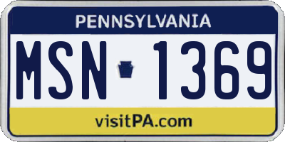 PA license plate MSN1369