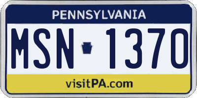 PA license plate MSN1370