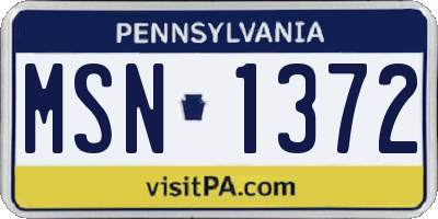 PA license plate MSN1372