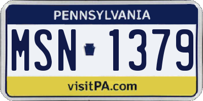 PA license plate MSN1379
