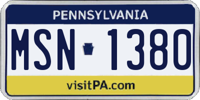 PA license plate MSN1380