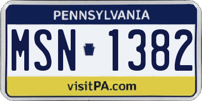 PA license plate MSN1382