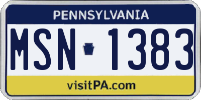 PA license plate MSN1383