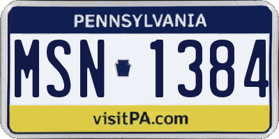 PA license plate MSN1384
