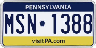 PA license plate MSN1388