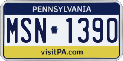 PA license plate MSN1390