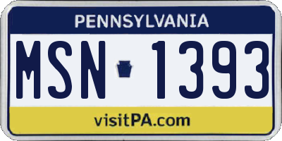 PA license plate MSN1393