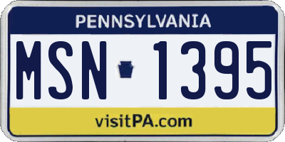 PA license plate MSN1395