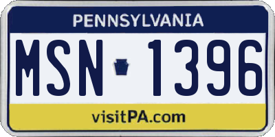 PA license plate MSN1396