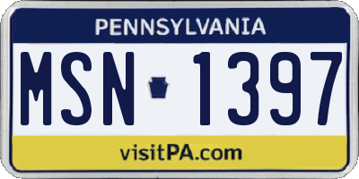 PA license plate MSN1397