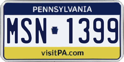 PA license plate MSN1399