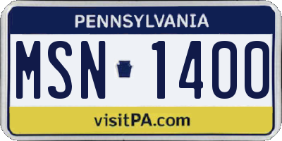 PA license plate MSN1400