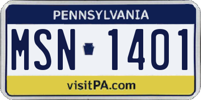 PA license plate MSN1401