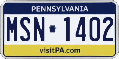 PA license plate MSN1402
