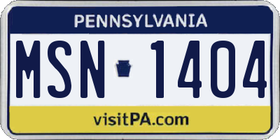 PA license plate MSN1404