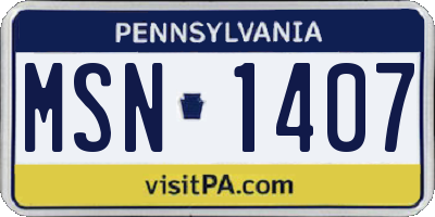 PA license plate MSN1407