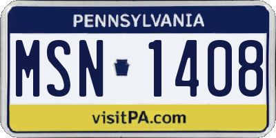 PA license plate MSN1408