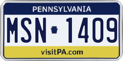 PA license plate MSN1409