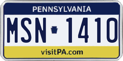 PA license plate MSN1410