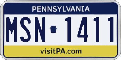 PA license plate MSN1411
