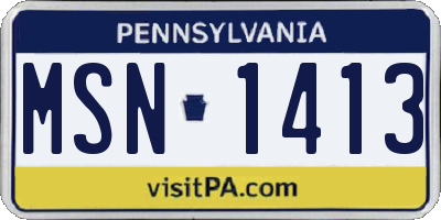 PA license plate MSN1413