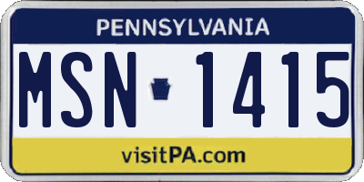 PA license plate MSN1415