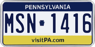 PA license plate MSN1416