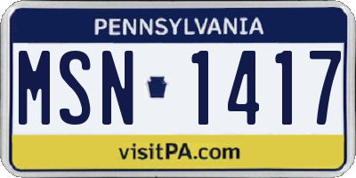 PA license plate MSN1417