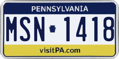 PA license plate MSN1418