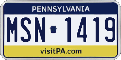 PA license plate MSN1419