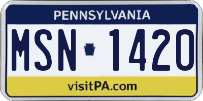 PA license plate MSN1420