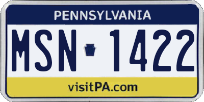 PA license plate MSN1422