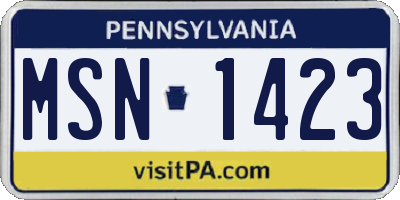 PA license plate MSN1423
