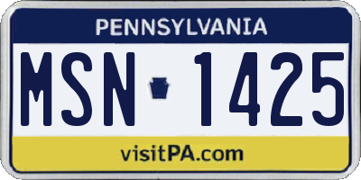 PA license plate MSN1425