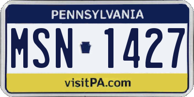 PA license plate MSN1427