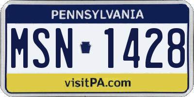 PA license plate MSN1428