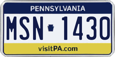 PA license plate MSN1430