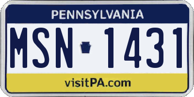 PA license plate MSN1431