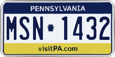 PA license plate MSN1432