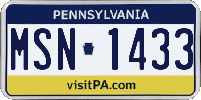 PA license plate MSN1433