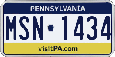 PA license plate MSN1434