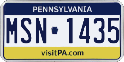 PA license plate MSN1435