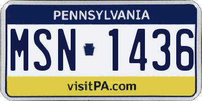 PA license plate MSN1436
