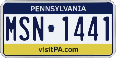 PA license plate MSN1441