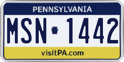PA license plate MSN1442