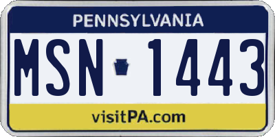 PA license plate MSN1443